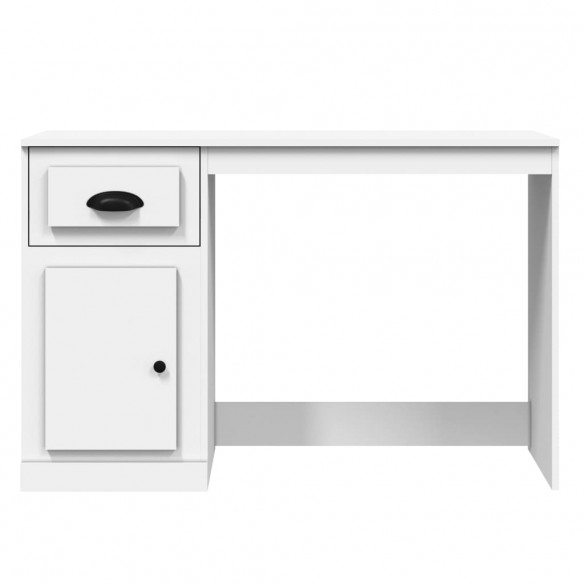Bureau avec tiroir blanc brillant 115x50x75cm bois d'ingénierie