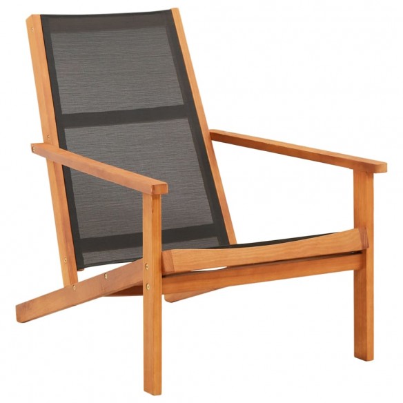 Chaise de jardin Noir Bois d'eucalyptus solide et textilène