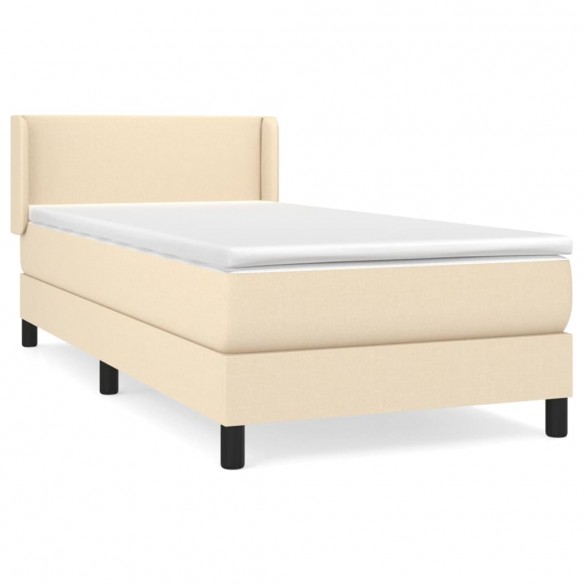 Cadre de lit avec matelas Crème 80x200 cm Tissu