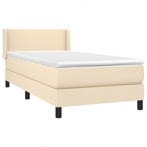 Sommier à lattes de lit avec matelas Crème 80x200 cm Tissu