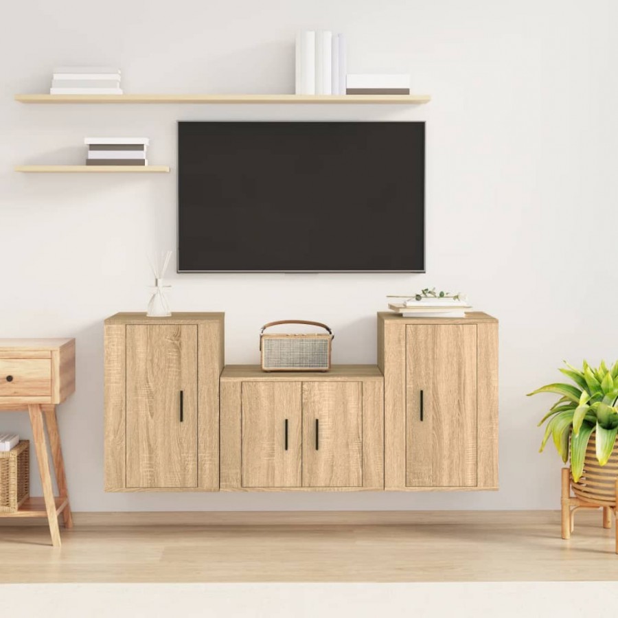 Ensemble de meubles TV 3 pcs Chêne sonoma Bois d'ingénierie