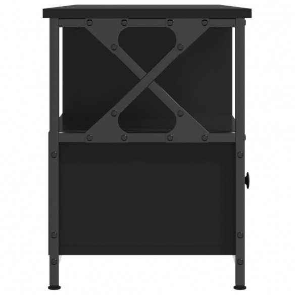 Meuble TV noir 102x33x45 cm bois d'ingénierie et fer
