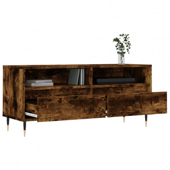 Meuble TV chêne fumé 100x34,5x44,5 cm bois d'ingénierie