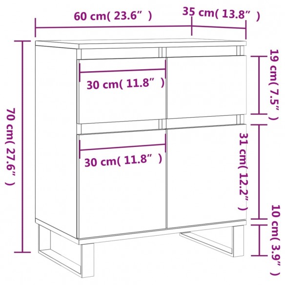 Buffet Gris béton 60x35x70 cm Bois d'ingénierie