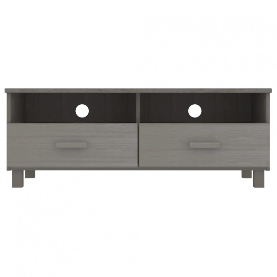 Meuble TV HAMAR Gris clair 106x40x40 cm Bois massif de pin