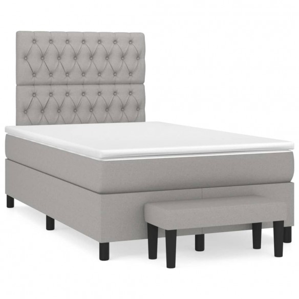 Sommier à lattes de lit avec matelas Gris clair 120x200cm Tissu