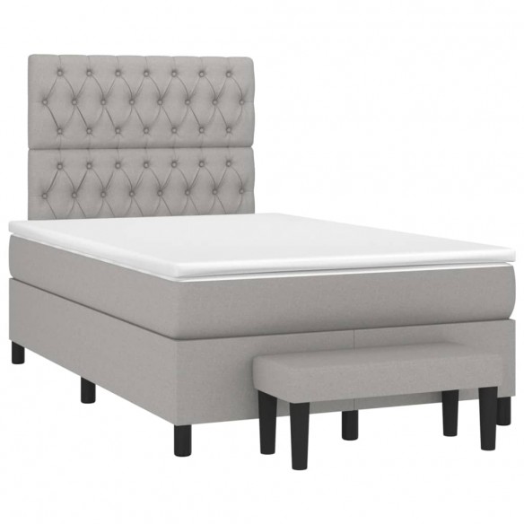 Cadre de lit avec matelas Gris clair 120x200cm Tissu