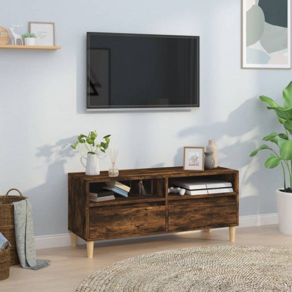 Meuble TV chêne fumé 100x34,5x44,5 cm bois d'ingénierie