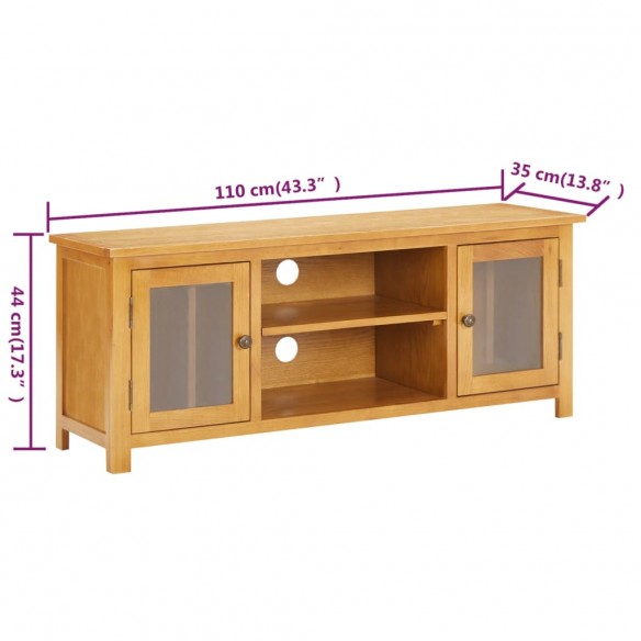 Meuble TV 110x35x44 cm Bois de chêne massif