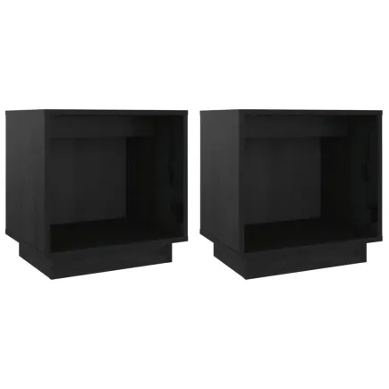 Tables de chevet 2 pcs Noir 40x30x40 cm Bois de pin solide 2