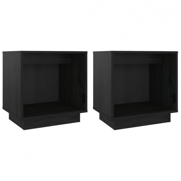 Tables de chevet 2 pcs Noir 40x30x40 cm Bois de pin solide