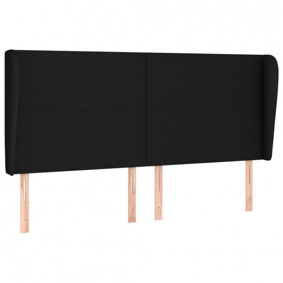 Tête de lit avec oreilles Noir 203x23x118/128 cm Tissu