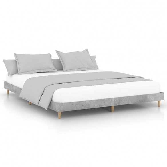 Cadre de lit gris béton 150x200 cm bois d'ingénierie