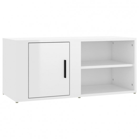 Meuble TV Blanc brillant 80x31,5x36 cm Bois d'ingénierie