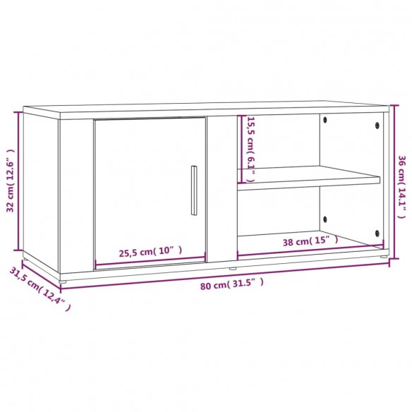 Meuble TV Blanc brillant 80x31,5x36 cm Bois d'ingénierie