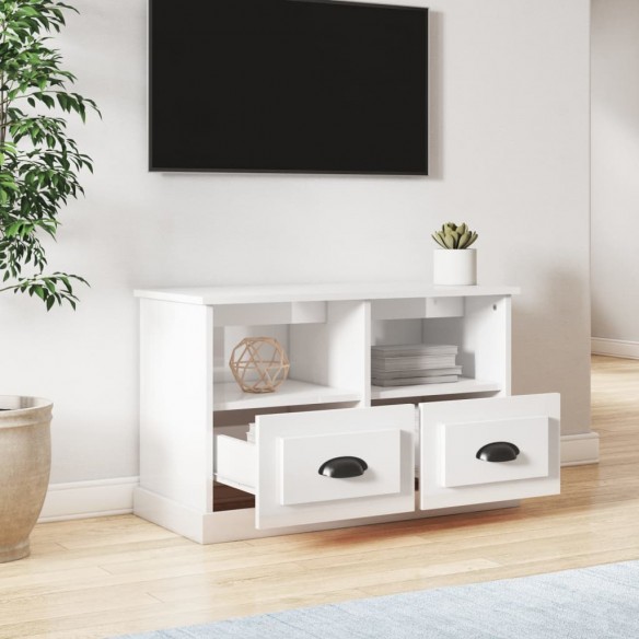 Meuble TV blanc brillant 80x35x50 cm bois d'ingénierie