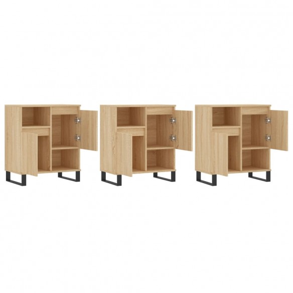 Buffets 3 pcs Chêne sonoma Bois d'ingénierie