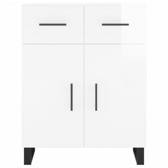 Buffet haut Blanc brillant 69,5x34x180 cm Bois d'ingénierie