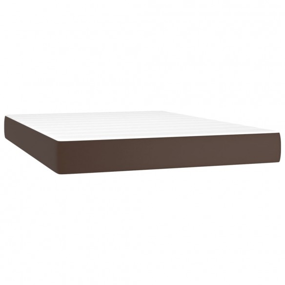 Cadre de lit matelas LED Marron 140x200cm Similicuir