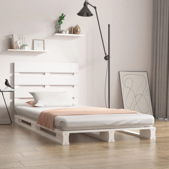 Cadre de lit Blanc 75x190 cm Bois pin massif Petit simple