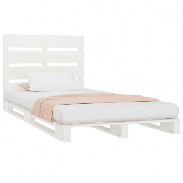 Cadre de lit Blanc 75x190 cm Bois pin massif Petit simple