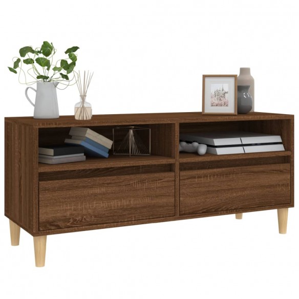 Meuble TV chêne marron 100x34,5x44,5 cm bois d'ingénierie