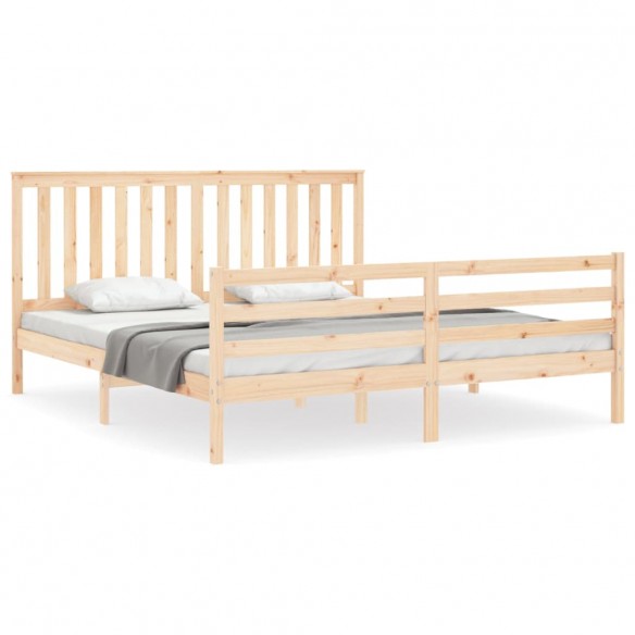 Cadre de lit avec tête de lit Super King bois massif