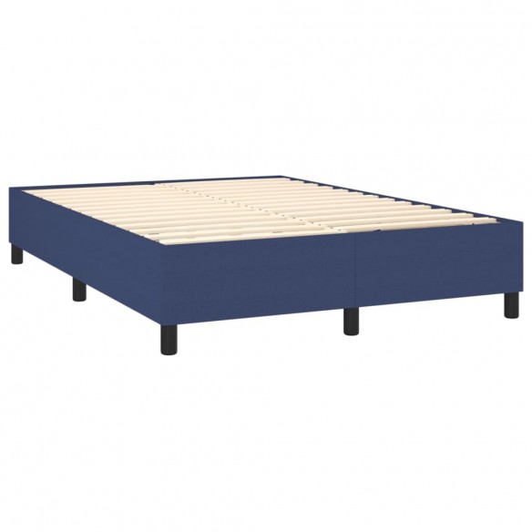 Cadre de lit avec matelas Bleu 140x200 cm Tissu