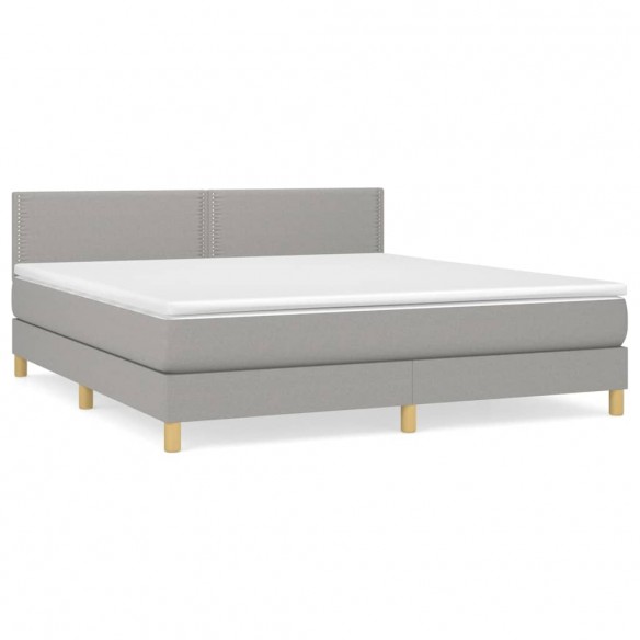 Cadre de lit avec matelas Gris clair 160x200cm Tissu