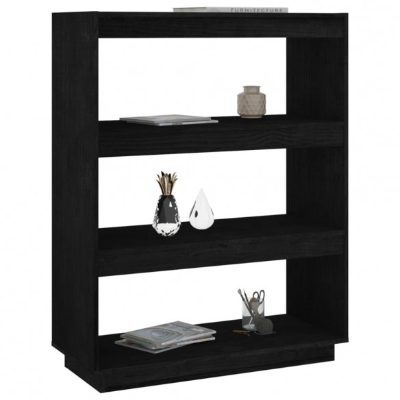 Bibliothèque/Séparateur de pièce Noir 80x35x103 cm Pin massif