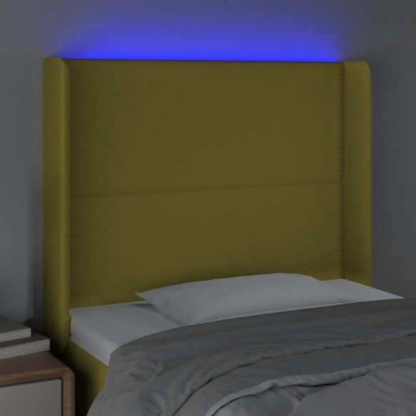 Tête de lit à LED Vert 93x16x118/128 cm Tissu