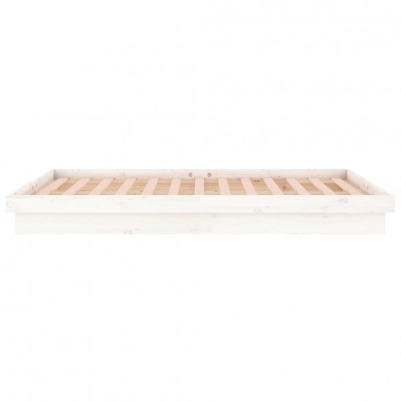 Cadre de lit à LED blanc 120x190 cm petit double bois massif