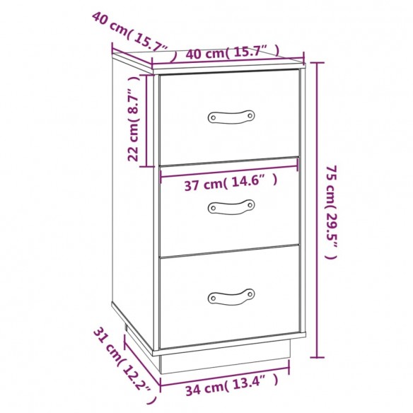 Tables de chevet 2 pcs Gris 40x40x75 cm Bois de pin massif