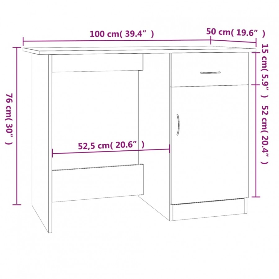 Bureau Sonoma gris 100x50x76 cm 