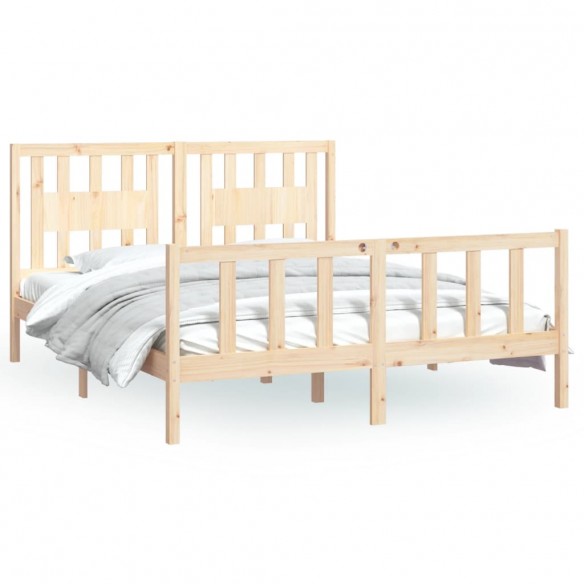 Cadre de lit avec tête de lit bois de pin massif 150x200 cm