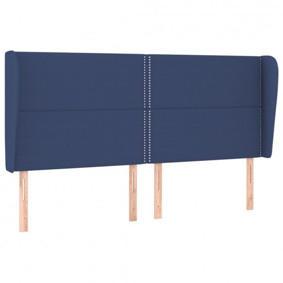 Tête de lit avec oreilles Bleu 203x23x118/128 cm Tissu