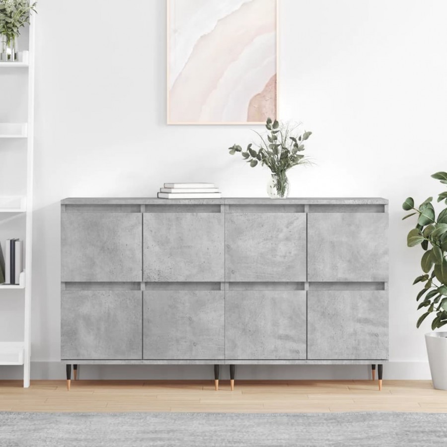 Buffets 2 pcs gris béton bois d'ingénierie