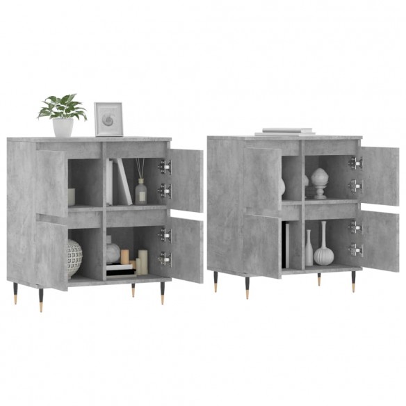 Buffets 2 pcs gris béton bois d'ingénierie