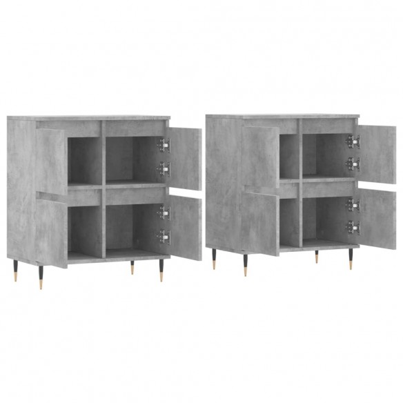 Buffets 2 pcs gris béton bois d'ingénierie