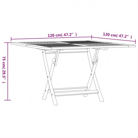 Table pliable de jardin 120x120x75 cm bois massif de teck