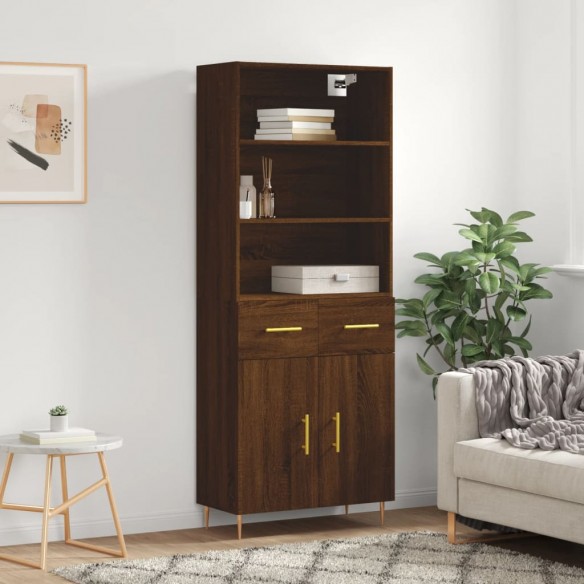 Buffet haut Chêne marron 69,5x34x180 cm Bois d'ingénierie