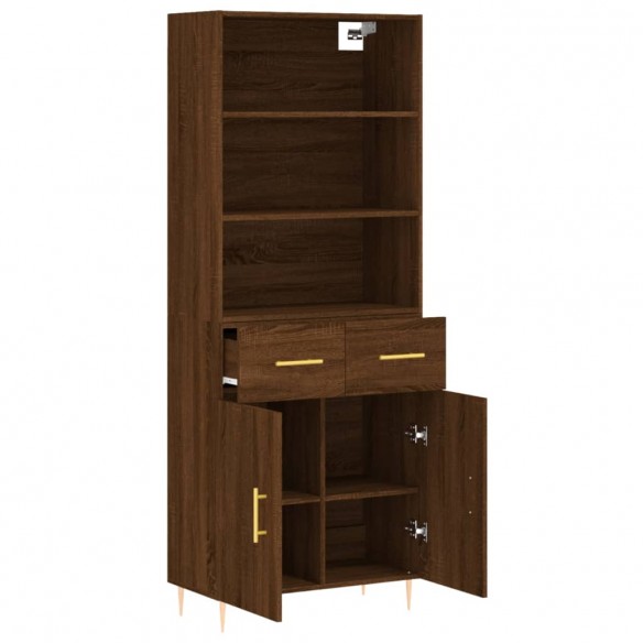 Buffet haut Chêne marron 69,5x34x180 cm Bois d'ingénierie