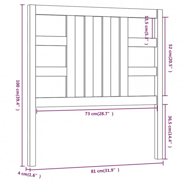 Tête de lit Marron miel 81x4x100 cm Bois massif de pin