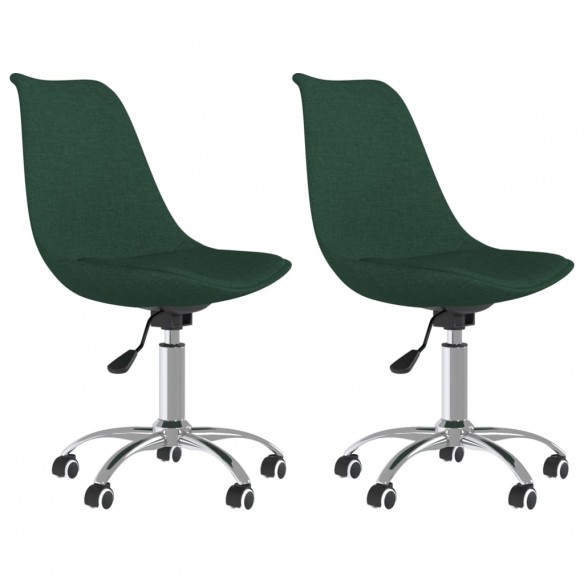 Chaises pivotantes à manger lot de 2 vert foncé tissu