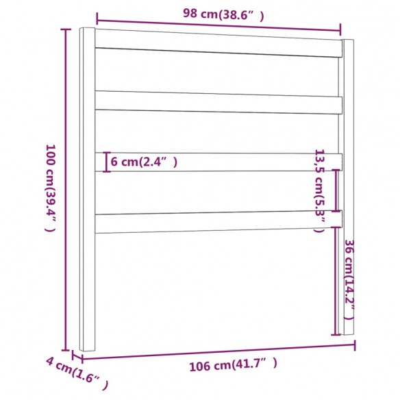 Tête de lit 106x4x100 cm Bois massif de pin