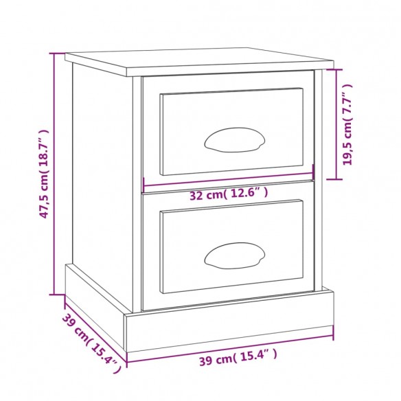 Table de chevet blanc 39x39x47,5 cm bois d’ingénierie