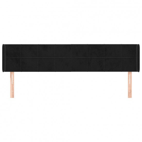 Tête de lit avec oreilles Noir 163x16x78/88 cm Velours