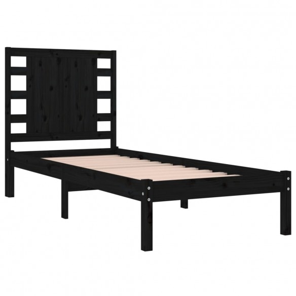 Cadre de lit Noir Bois massif 75x190 cm Petit simple