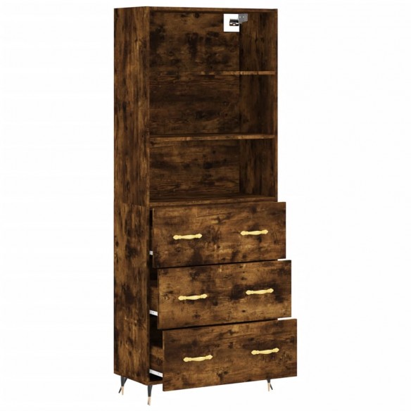 Buffet haut Chêne fumé 69,5x34x180 cm Bois d'ingénierie