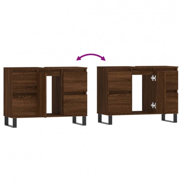 Armoire salle de bain chêne marron 80x33x60cm bois d'ingénierie